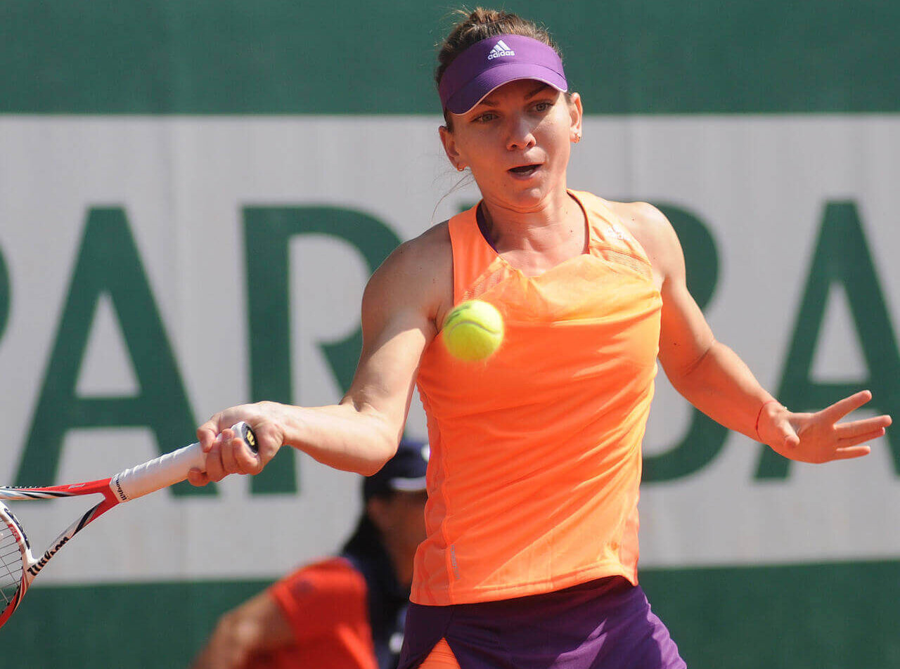 Simona Halep hitting a return