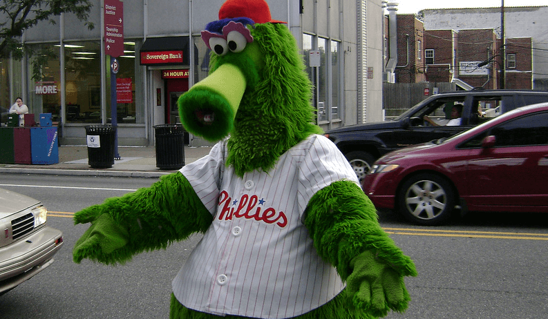 The Philly Phanatic on the streets of Philadelphia