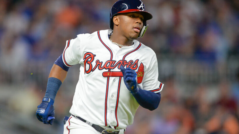 Ronald Acuna, Jr. rounding the bases.