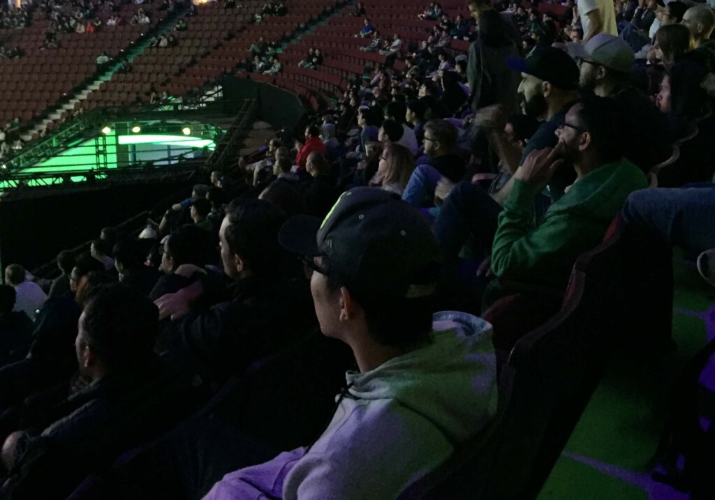 Fans take in the fast and furious action at The International 2018 in Vancouver.