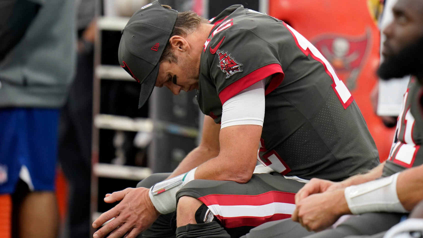 Tom Brady dejected on the sidelines