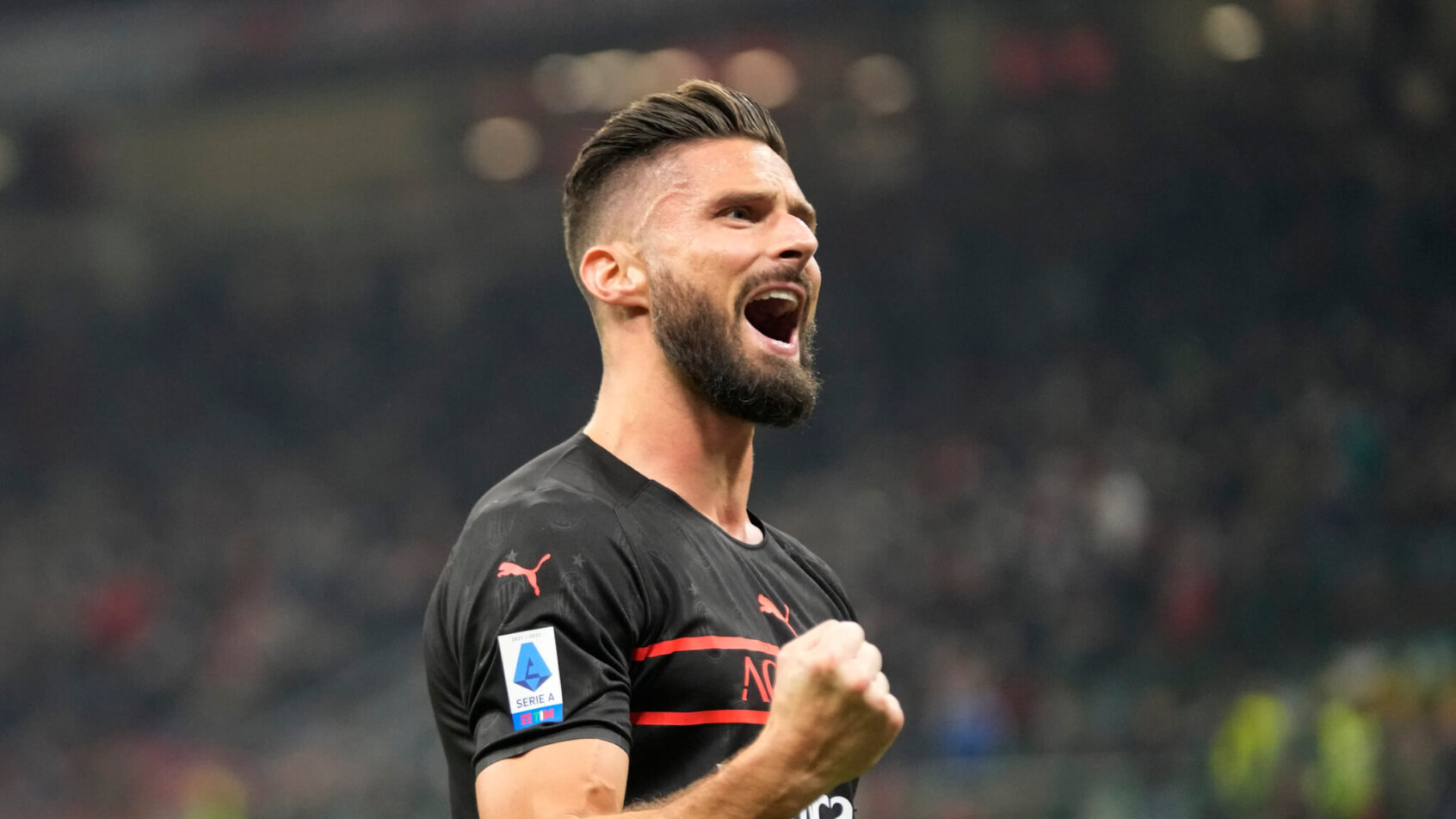 Olivier Giroud celebrates, AC Milan
