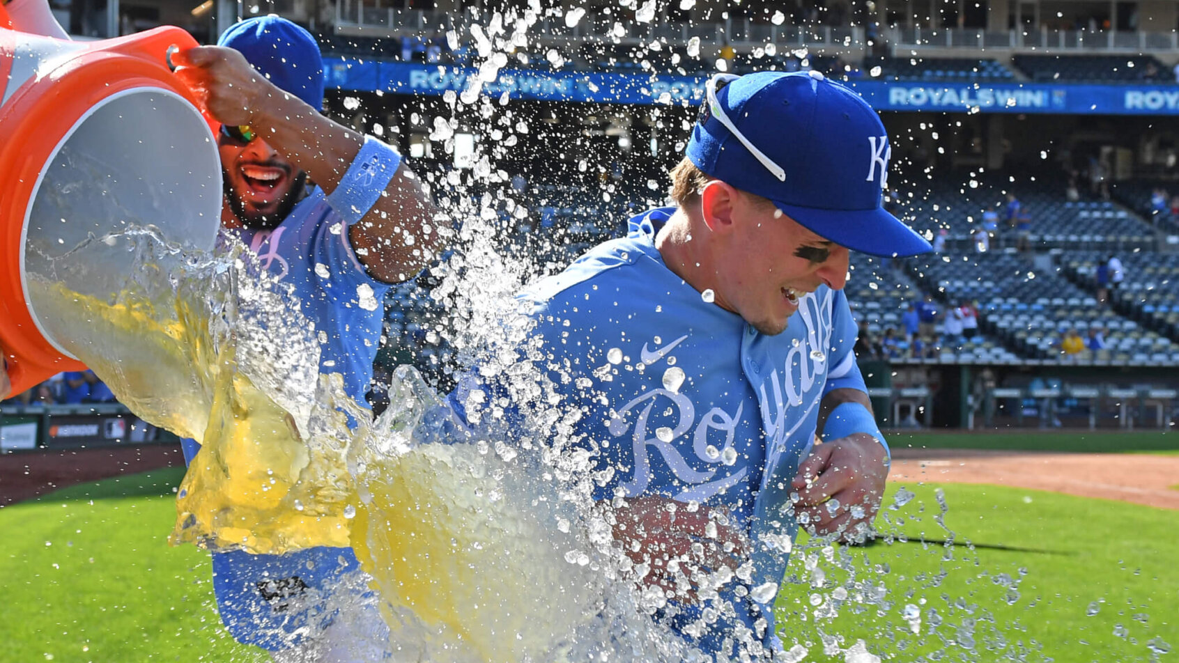 Kansas City Royals player celebrate.