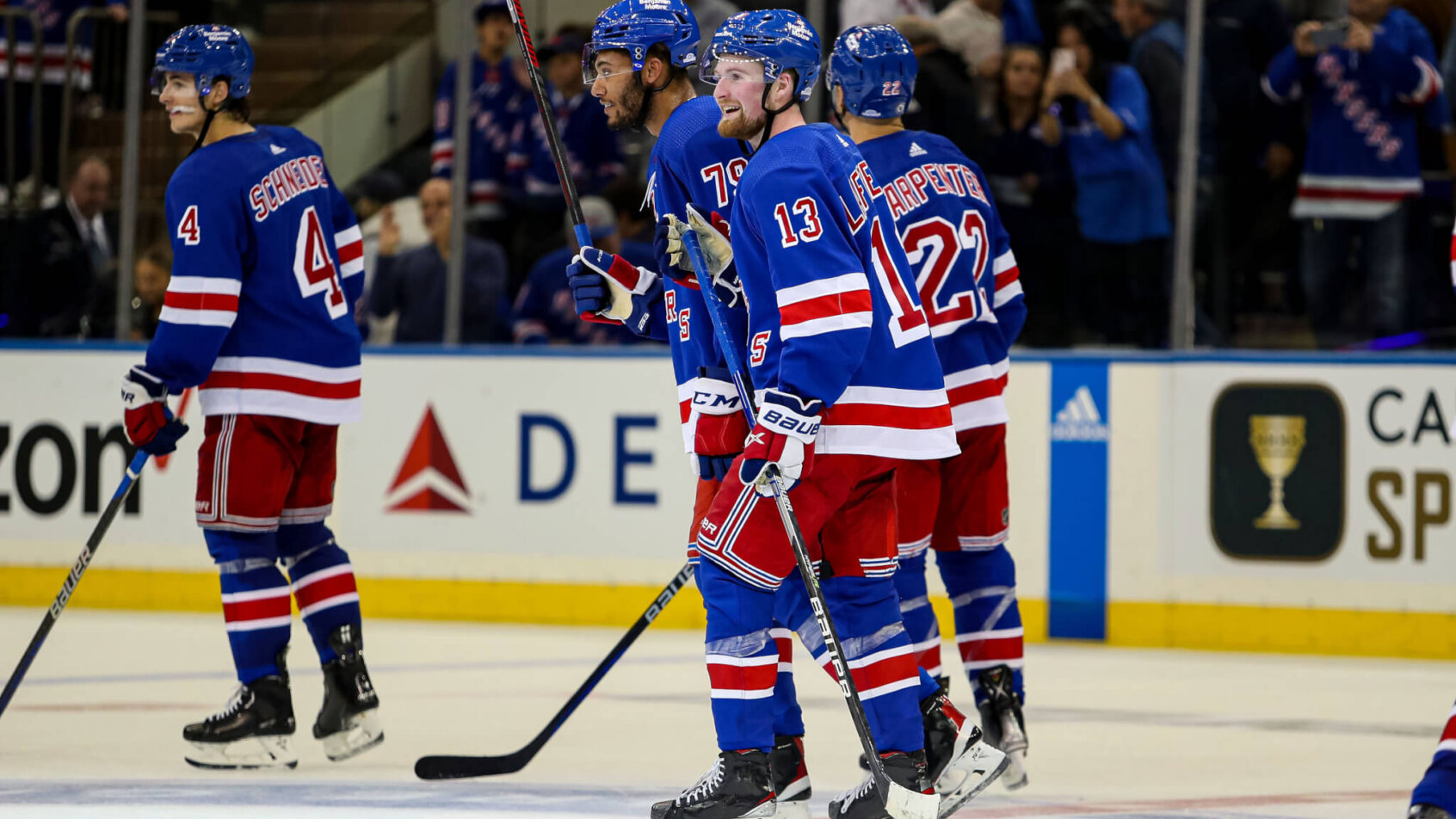 NY Rangers players celebrate