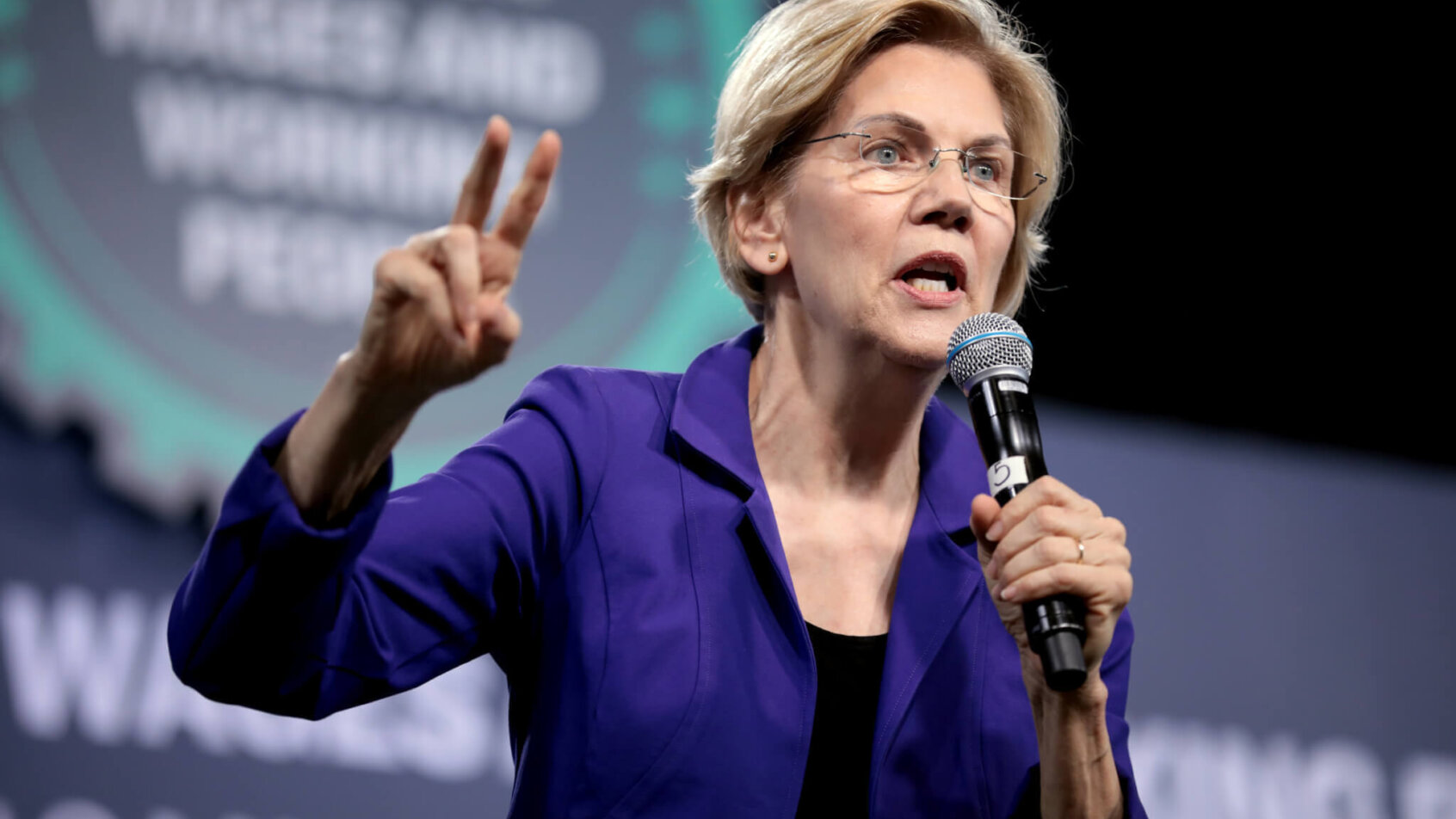 Elizabeth Warren making a point
