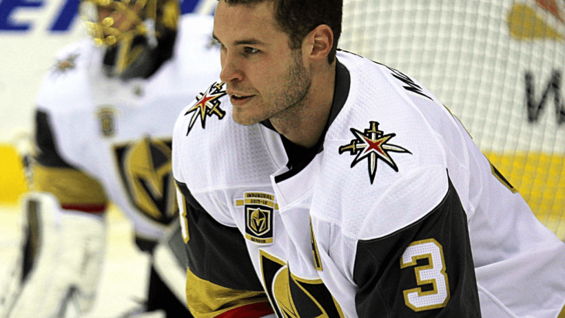 Brayden McNabb warming up with the Vegas Golden Knights